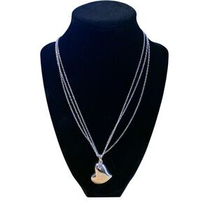 Avon Silvertone Heart Pendant on multistrand Necklace NIB 2009